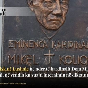 Obelisk në Lushnje në nder të kardinalit Dom Mikel Koliqi, në vendin ku vuajti internimin në diktaturë!