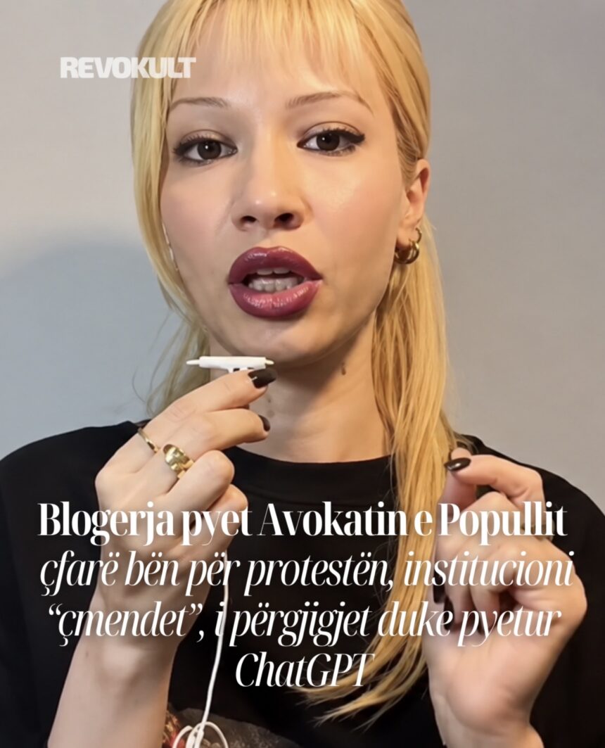 Screenshot Blogerja pyet Avokatin e Popullit çfarë bën për protestën, institucioni i përgjigjet duke pyetur ChatGPT
