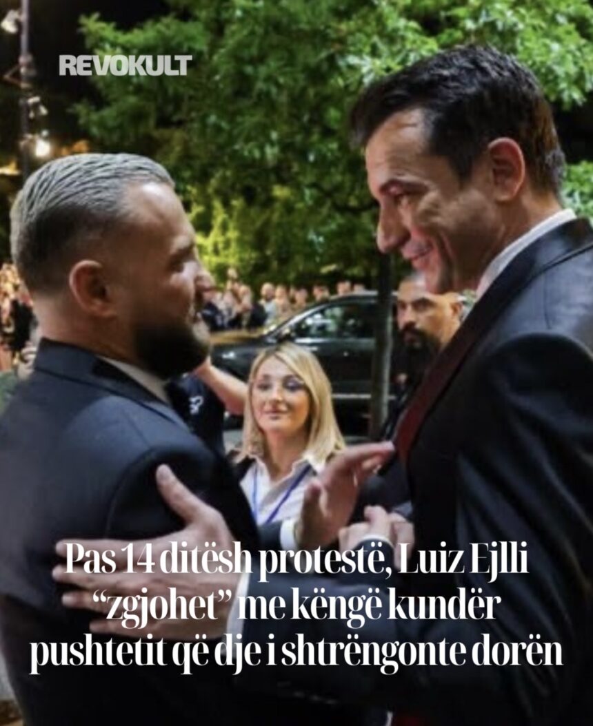 Screenshot Pas 14 ditësh protestë, Luiz Ejlli “zgjohet” me këngë kundër pushtetit që dje i shtrëngonte dorën
