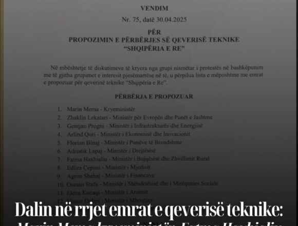 Dalin në rrjet emrat e qeverisë teknike: Marin Mema kryeministër, Fatma Haxhialiu te Bujqësia, Fjoralba Ponari te Turizmi